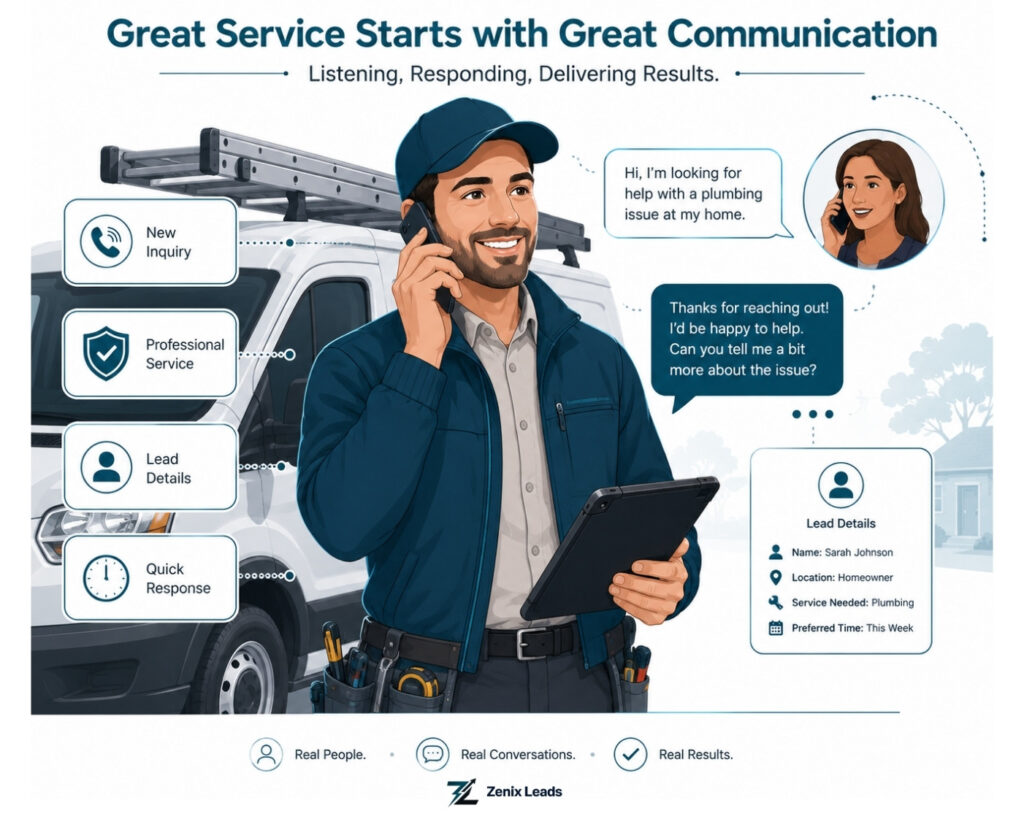 contractor on call with potential customer