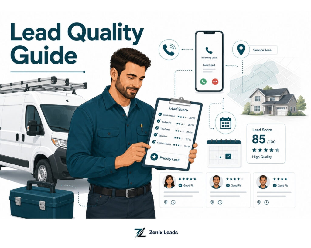 Contractor reviewing lead scoring sheet