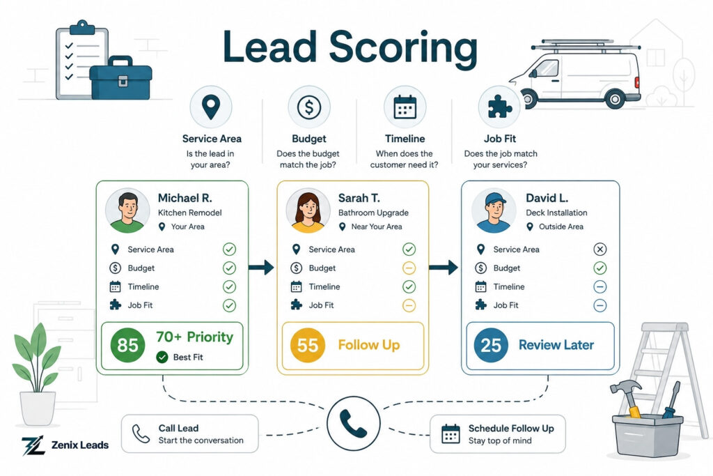 Lead scoring chart for contractors