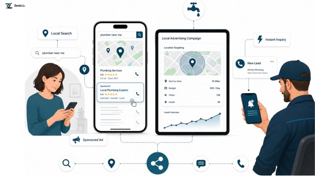 Running paid ads for local plumbing service leads