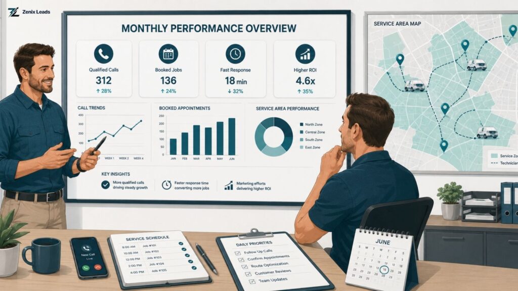 HVAC contractor marketing dashboard tracking leads
