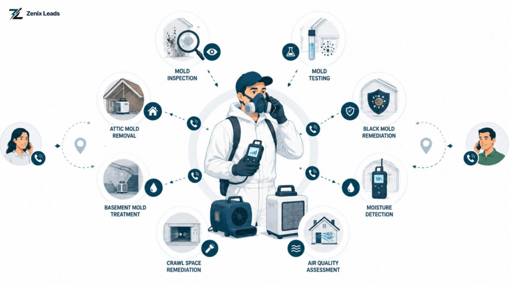 Mold remediation contractor receiving a real-time inbound call