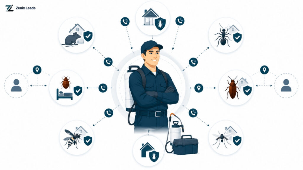 Exterminator receiving a verified live pest control lead from Zenix