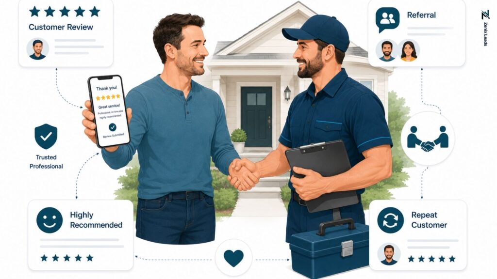 Customer reviews building trust for a plumbing business